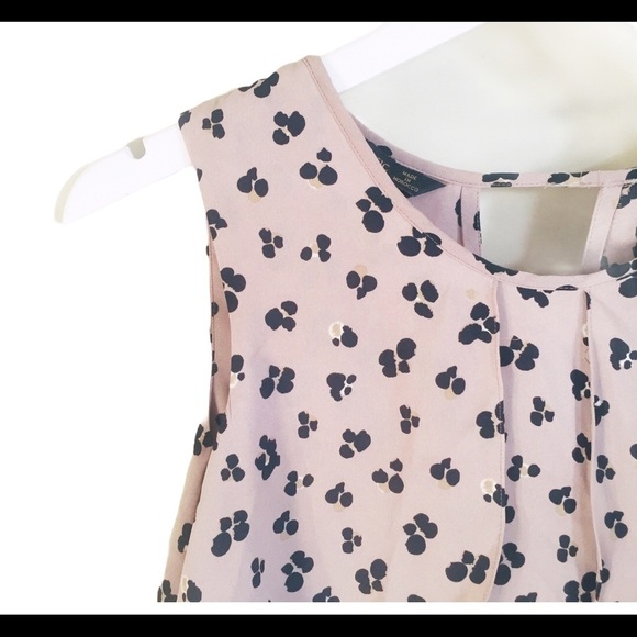 ZARA BASIC Print Flutter Sleeveless Blouse With Open Back Mocha/Tan Size XS - Picture 6 of 13